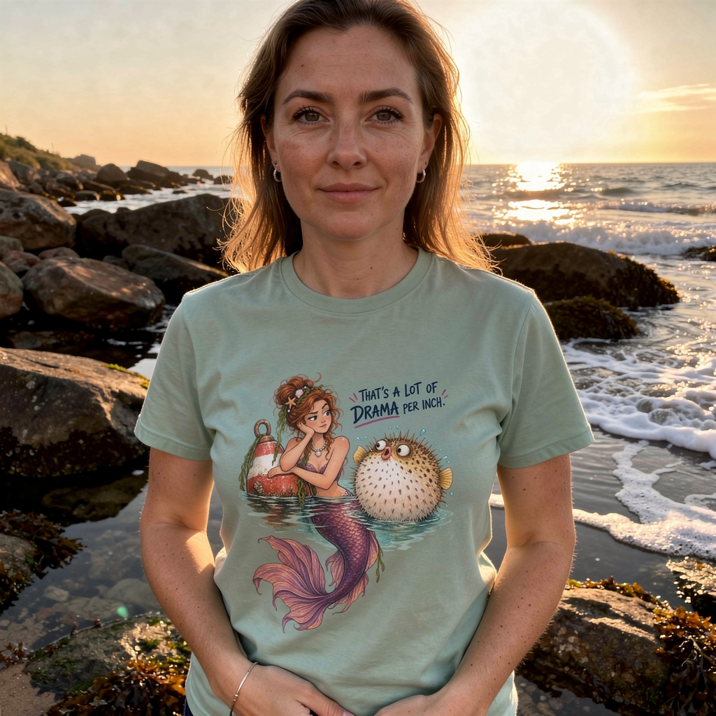 lifestyle scene ~ Drama Per Inch ~ Comfort Colors Premium Tee ~ Mermaid Dayz