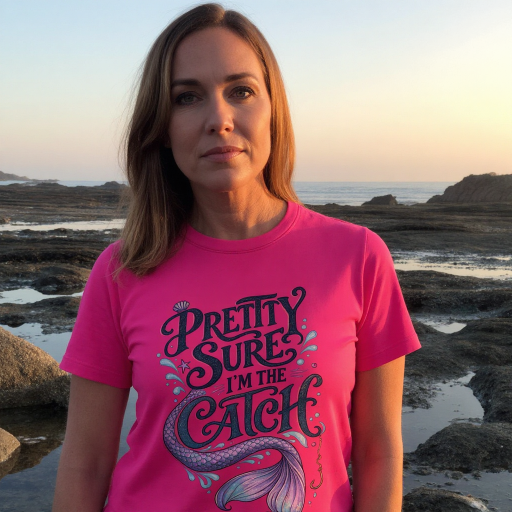 lifestyle scene ~ Clearly The Catch ~ Comfort Colors Premium Tee ~ Mermaid Dayz