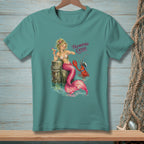 Mermaid with pink tail and a lobster with sailor hat, text "Fascinating Excuse".