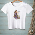 White t-shirt with mermaid illustration, crab, and "Scuttle Along, Sir." text.