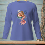 Long-sleeve shirt with a mermaid, seagull, and "Know Your Lane" text graphic.