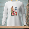 Mermaid with drink and lobster in water, text "Claw and Order".