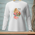 Mermaid and lobster graphic on white long-sleeve shirt with text "YOU DID A THING."