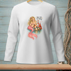 Mermaid and lobster graphic on white long-sleeve shirt with text "YOU DID A THING."