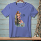 T-shirt with a mermaid holding champagne and text: "OR RAISE YOUR GAME. LOWER YOUR STANDARDS."