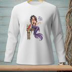 White long-sleeve shirt with mermaid, lobster, and text "You missed a step."
