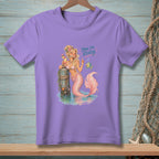 Mermaid with pink tail drinking cocktail by post, text "Now I'm Ready".