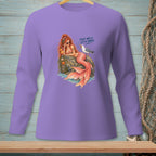 Mermaid with a drink on a rock, and a seagull saying "That was a lot of words."