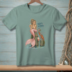 Mermaid with lobster and text "THAT'S A CHOICE" on a teal t-shirt.