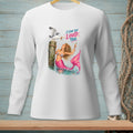 Mermaid with pink tail and cocktail, seagull on post, "I CAN DO LOUD TOO."