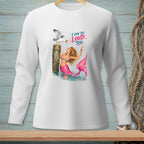 Mermaid with pink tail and cocktail, seagull on post, "I CAN DO LOUD TOO."