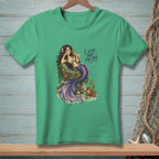 Mermaid on rock with drink and crab, text "I love that for you."