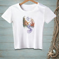 White t-shirt with a mermaid, octopus, and seagull reading "Not On My Tide".