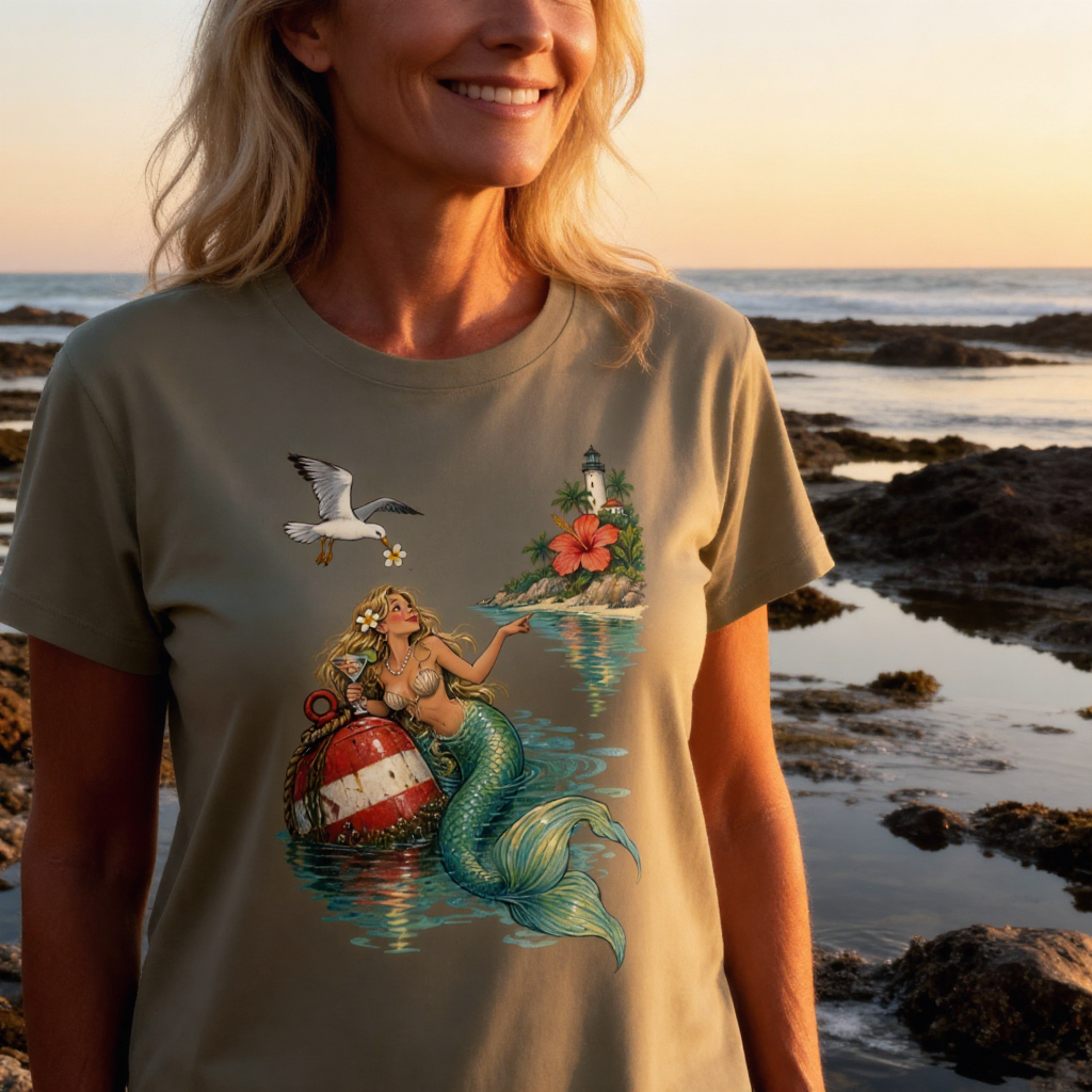 lifestyle scene ~ Off Duty By The Lighthouse ~ Comfort Colors Premium Tee