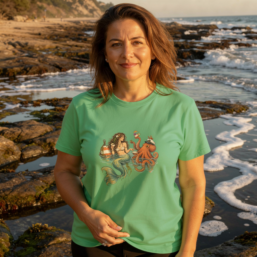 lifestyle scene ~ Tentacles On Tap ~ Comfort Colors Premium Tee