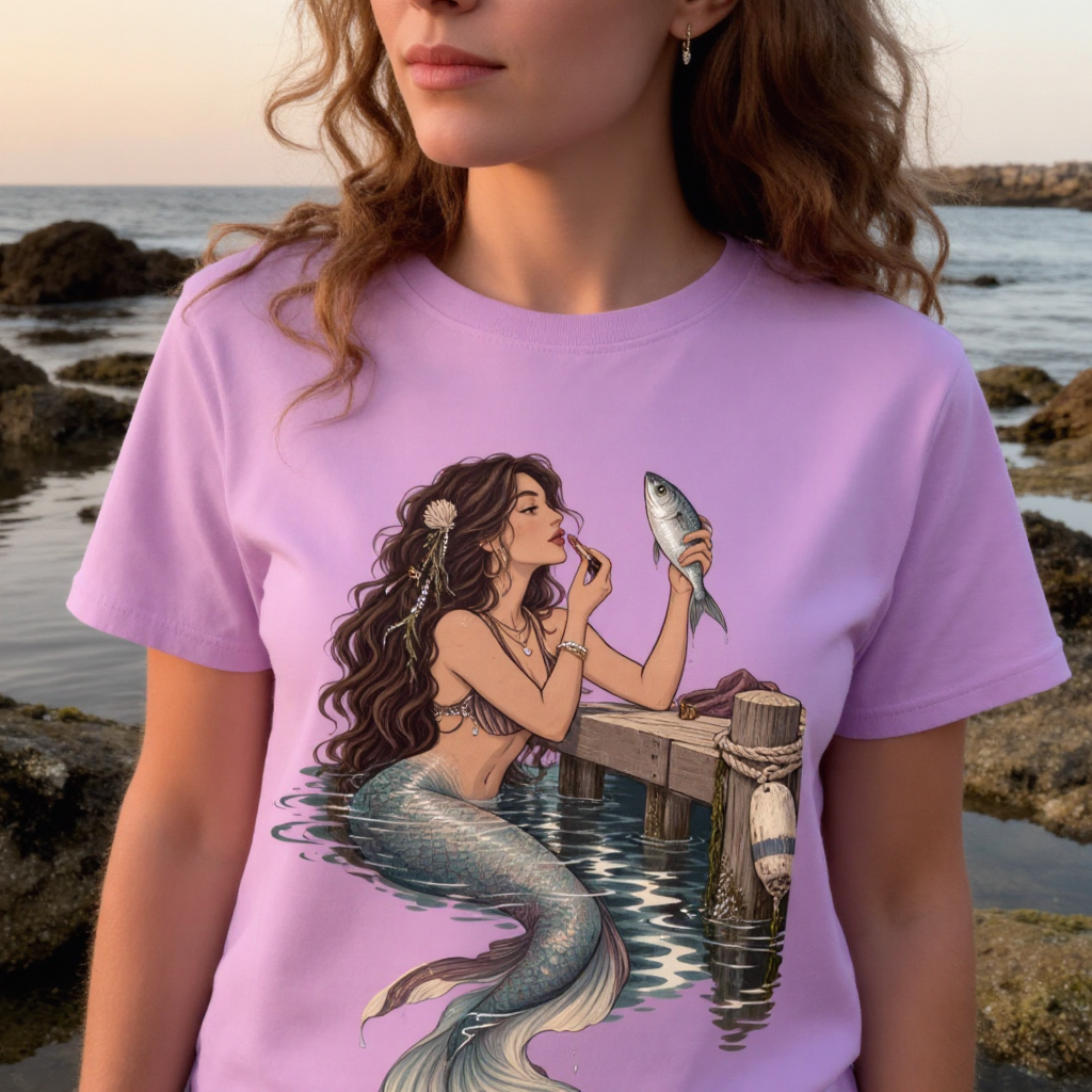 lifestyle scene ~ Lipstick Before Fish ~ Comfort Colors Premium Tee