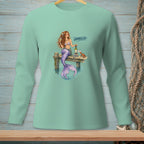 Mermaid with wine and crab on pier, text reads "Handled".