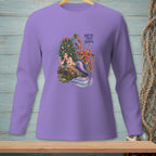 Purple long-sleeve shirt with mermaid, octopus, and text "NOT MY FIRST JANGLE."