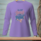 Purple long-sleeve shirt with "I'm not bossy, I'm buoyant" and mermaid tail graphic.