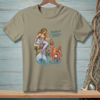 Mermaid and octopus with shopping bags, text "PROBLEM SOLVED".