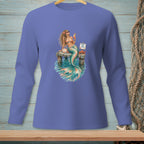 Mermaid holding a drink on a dock, text reads "Share the space".