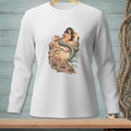 Illustration of a mermaid reading a book on a rock with crabs and a starfish.