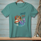 Mermaid with lobster on buoy, "Complaints Go to the Tail."