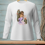 Mermaid sitting on a post holding a crab with "Be Interesting" sign.