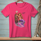 Pink t-shirt with a mermaid and crab design, "You think you're special" and "We agree, then." text.
