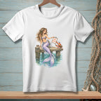 Mermaid on pier shows crab a clipboard with "DECLINED" and a red X.