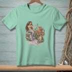 Mermaid and octopus applying nail polish on rocks with text "Salt Soak Polish Repeat".