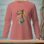 Mermaid holding bouquet and wine with "I Got This" banner on long-sleeve shirt.