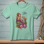 Mermaid with lobster on a rock, text "Is there a short version?"