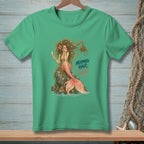 Mermaid sitting on rock, holding drink, with text "Mermaid Hair".