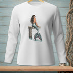 Illustration of a mermaid with sunglasses sitting on a pier, text reads "YOU AGAIN?".