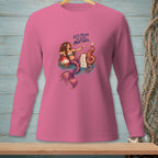 Pink long-sleeve shirt with mermaid, octopus, and to-do list graphic.