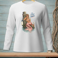 White long-sleeve shirt with a mermaid graphic and the text "I'M LITERALLY CHILLED".