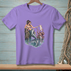 Mermaid with octopus and a "To Do" list by a wooden dock.