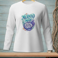 White long-sleeve shirt with "Mermaid Mode: Do Not Disturb" text and mermaid tail graphic.