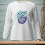 White long-sleeve shirt with "Mermaid Mode: Do Not Disturb" text and mermaid tail graphic.
