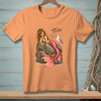 Mermaid holding ice cream, seagull with text "YOU'RE A LITTLE LATE."