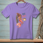Lavender t-shirt with mermaid graphic and text "Move Your Puffer"