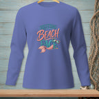 Long-sleeve shirt with "Resting Beach Face" and mermaid tail graphic.