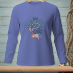 Long-sleeve shirt with "Too Salty to Care" text and mermaid tail graphic.
