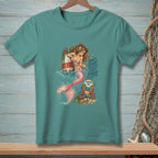Mermaid with crab and buoy, text "Don't Start What You Can't Finish. Pinch Me."