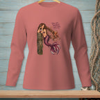 Mermaid with octopus and text "You got yourself into this" on pink long-sleeve shirt.