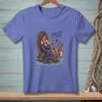 T-shirt with illustration of mermaid and octopus, text "Good Luck IN THERE."