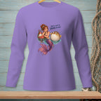 Mermaid and pufferfish with text "That's a lot of drama per inch".