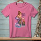 Pink t-shirt with mermaid and crab illustration that reads "Now You've Have My Attention."