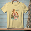 Mermaid holding champagne, lobster offering ring, text "BE SO SERIOUS".